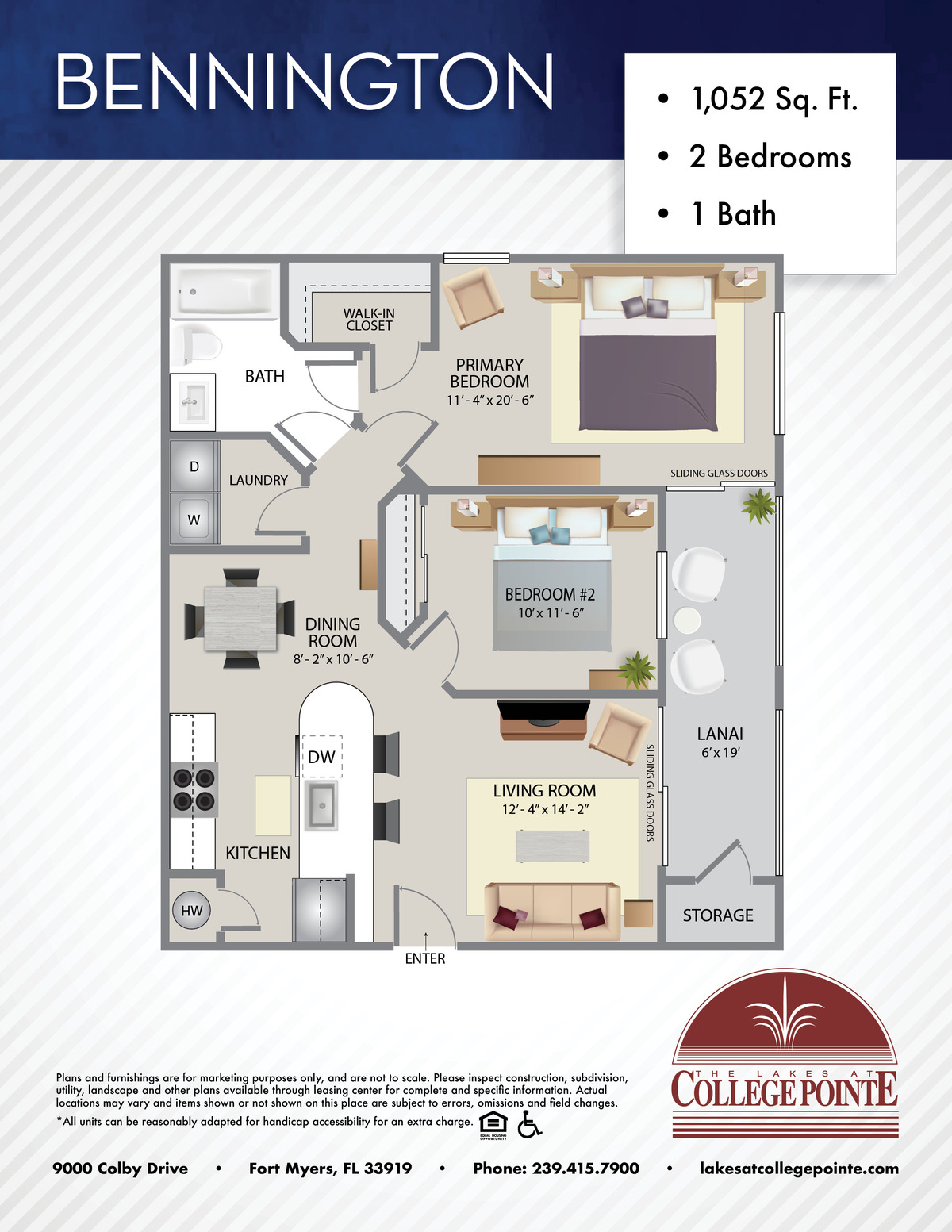 The Lakes At College Pointe Apartment Floor Plan The Bennington